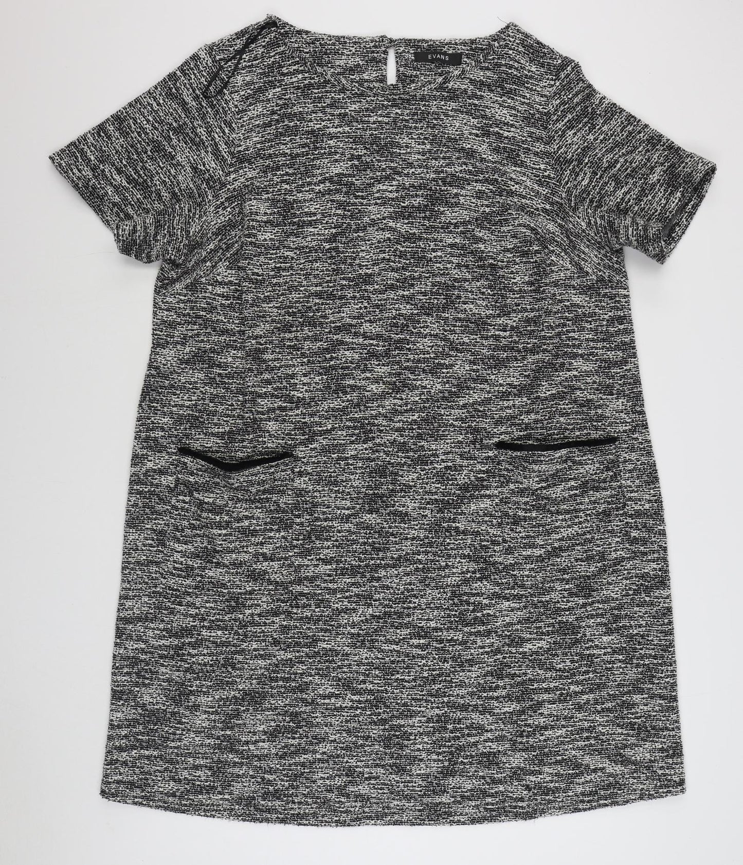 Evans Womens Grey  Polyester Jumper Dress  Size 22  Boat Neck Button