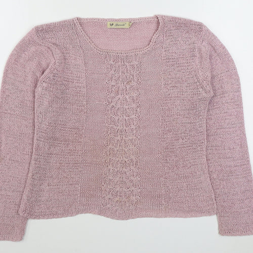 Yaruili Womens Pink Boat Neck  Viscose Pullover Jumper Size M