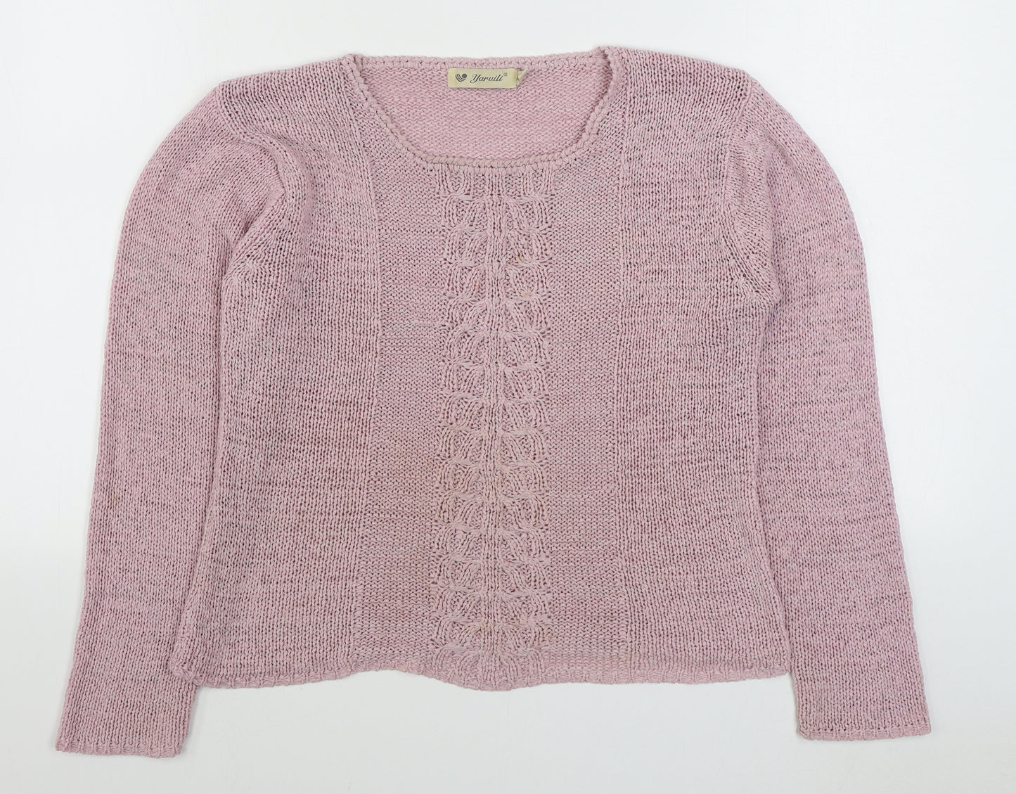 Yaruili Womens Pink Boat Neck  Viscose Pullover Jumper Size M