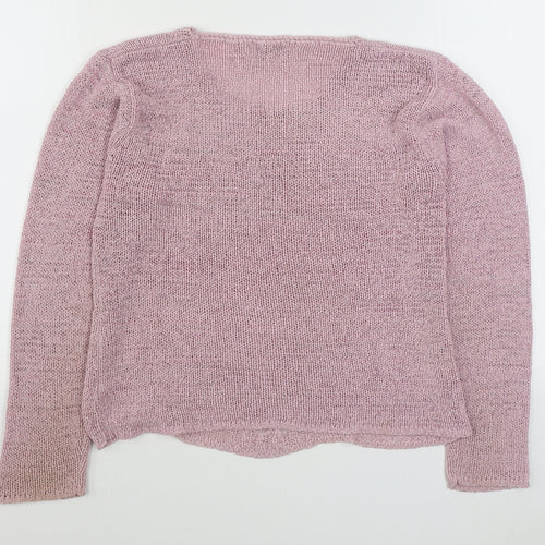 Yaruili Womens Pink Boat Neck  Viscose Pullover Jumper Size M