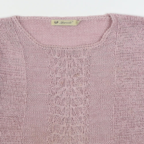 Yaruili Womens Pink Boat Neck  Viscose Pullover Jumper Size M