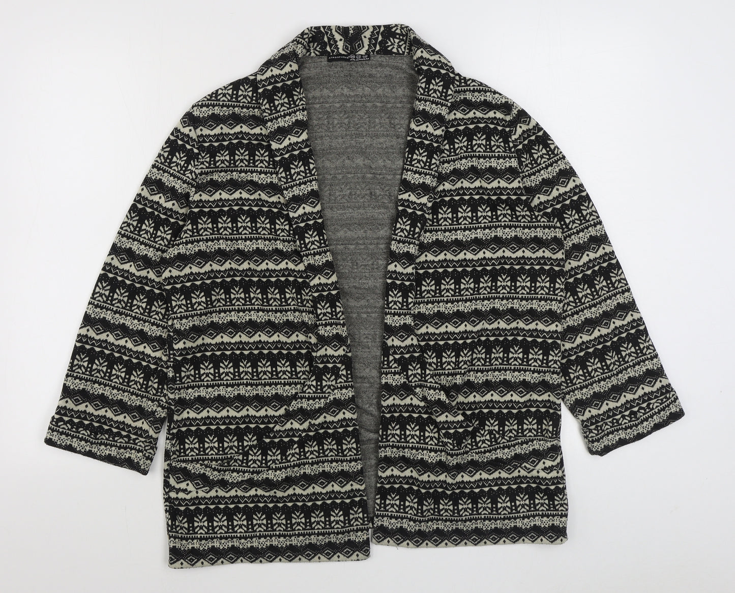 Primark Womens Brown V-Neck Geometric Polyester Cardigan Jumper Size 20