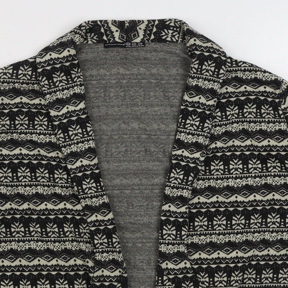Primark Womens Brown V-Neck Geometric Polyester Cardigan Jumper Size 20