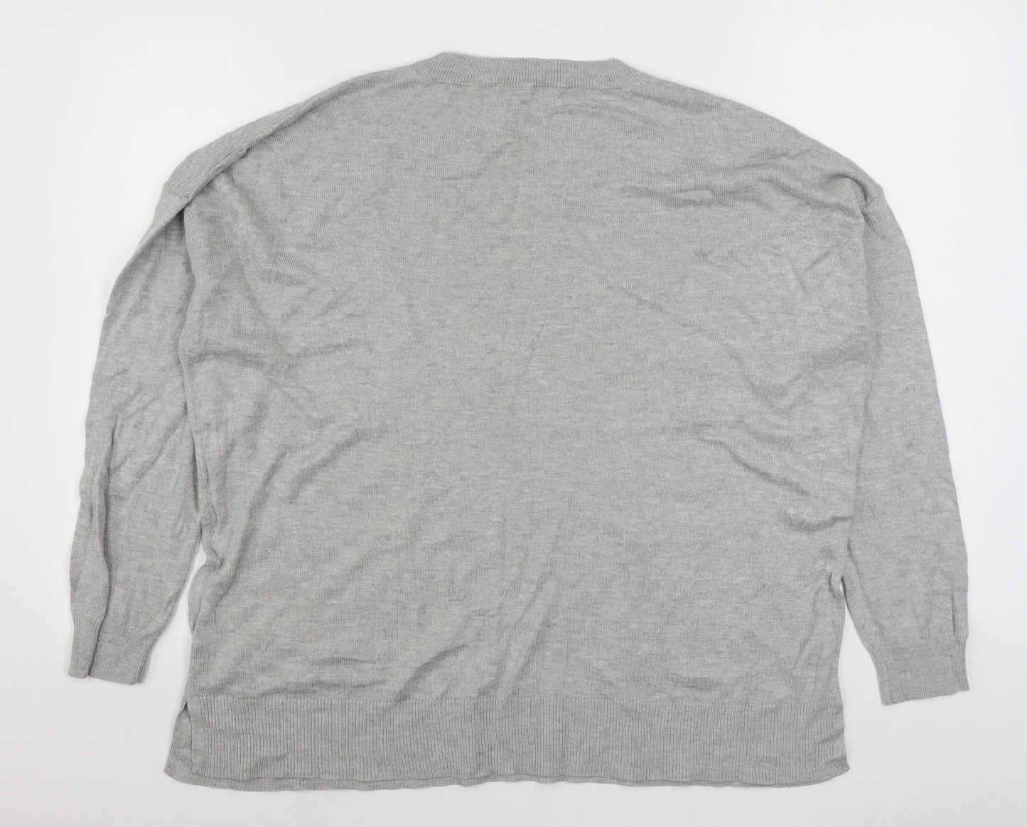 Gallery Womens Grey Round Neck  Viscose Pullover Jumper Size L