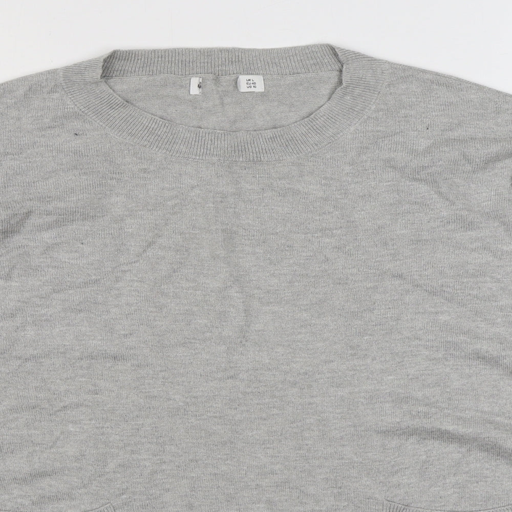 Gallery Womens Grey Round Neck  Viscose Pullover Jumper Size L
