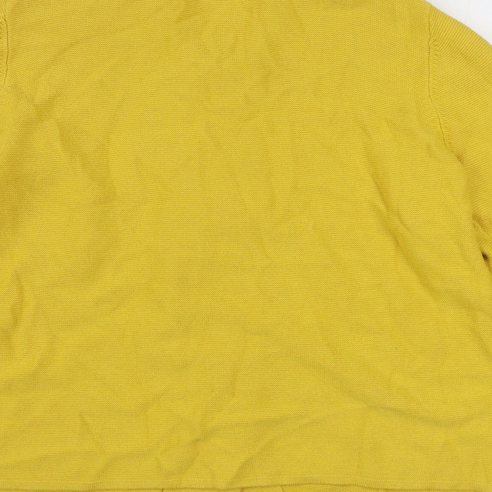 TU Womens Yellow Round Neck  Cotton Cardigan Jumper Size 12