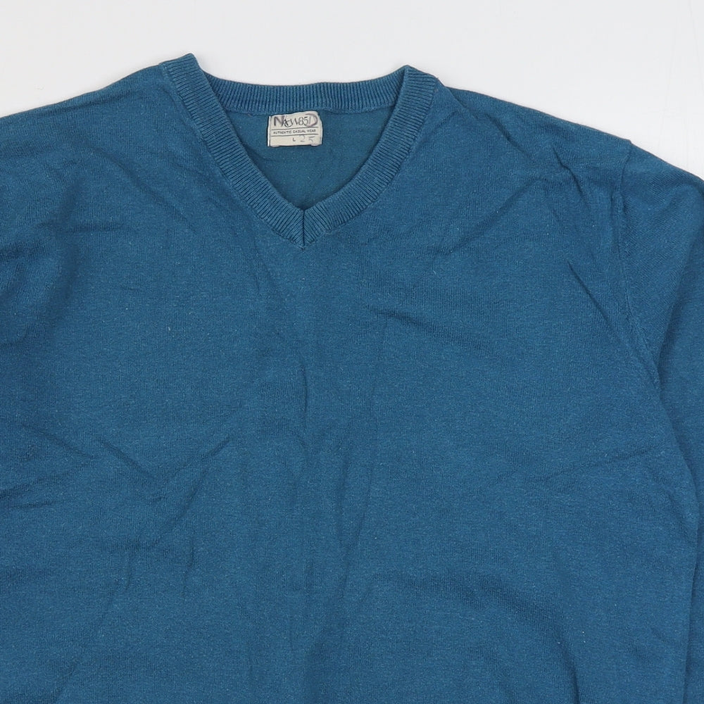 Matalan Mens Blue V-Neck  Cotton Pullover Jumper Size L