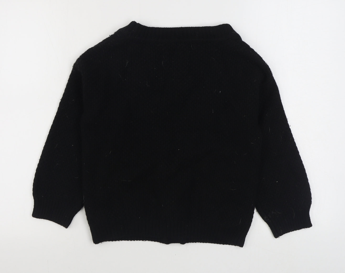 AUBIN & WILLS Womens Black V-Neck  Wool Cardigan Jumper Size 10
