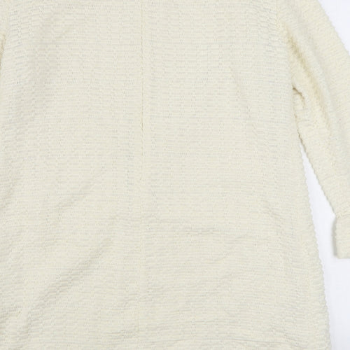 Zara Womens Ivory  Polyester Sheath  Size L  Round Neck Zip