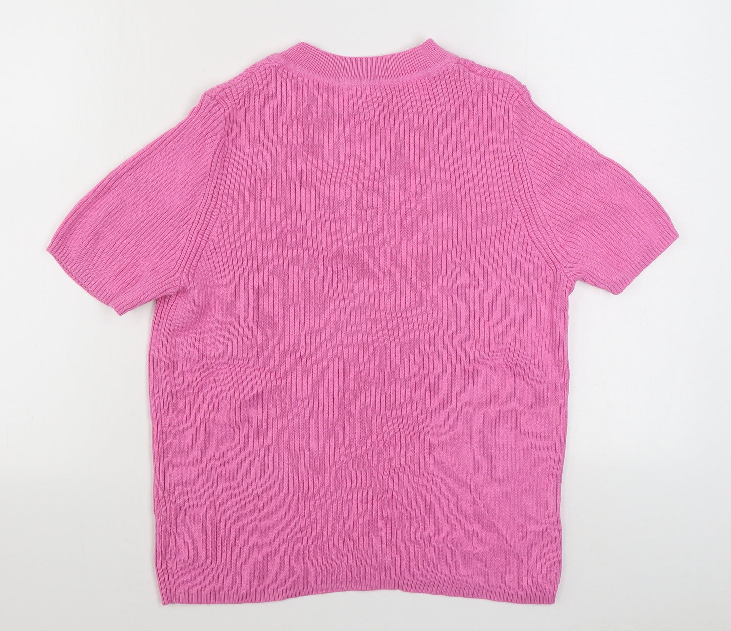 TU Womens Pink V-Neck  Cotton Pullover Jumper Size 18