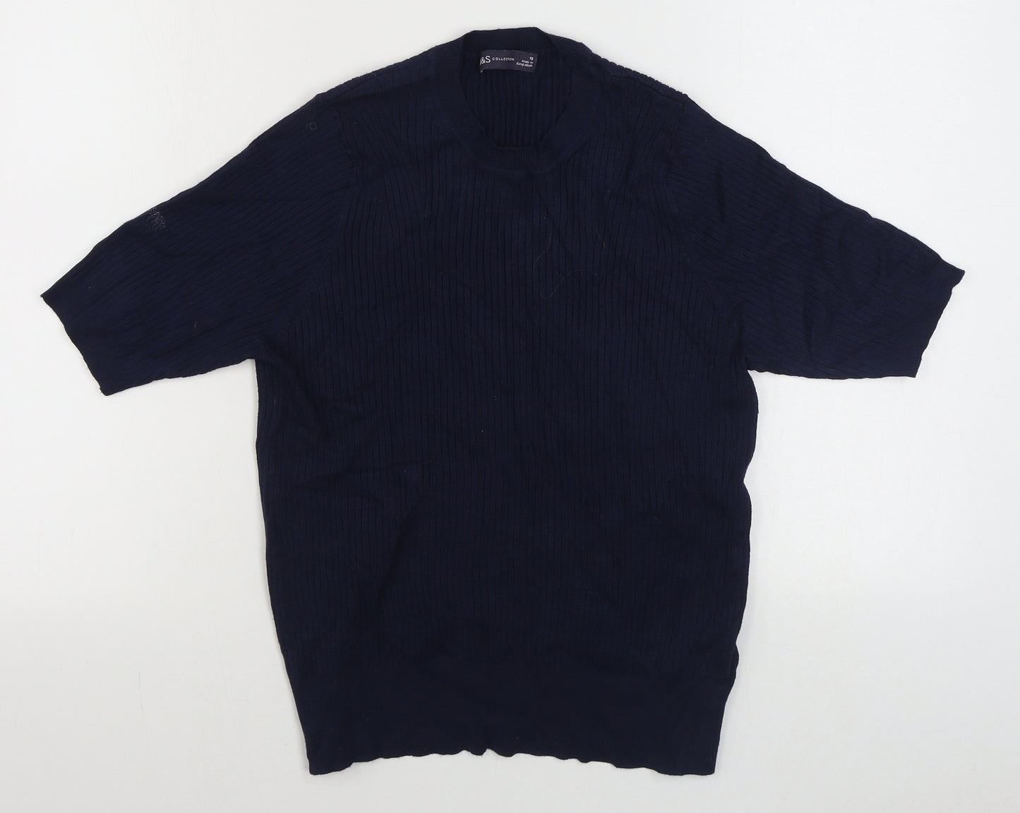 Marks and Spencer Womens Blue Round Neck  Viscose Pullover Jumper Size 18