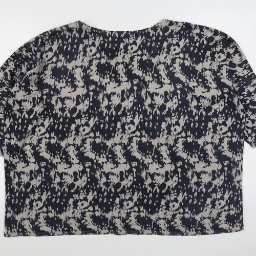 Marks and Spencer Womens Blue Boat Neck Geometric Acrylic Pullover Jumper Size 20