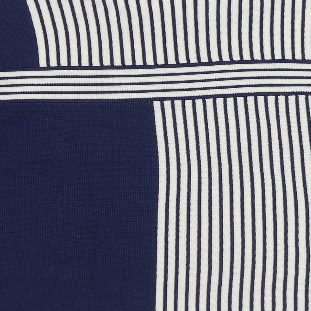 Jaeger Womens Blue Boat Neck Striped Viscose Pullover Jumper Size XL