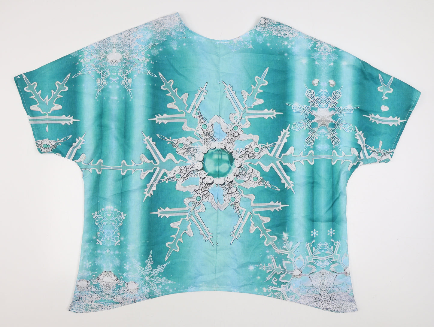 Preworn Womens Blue  Polyester Basic T-Shirt Size 3XL Round Neck