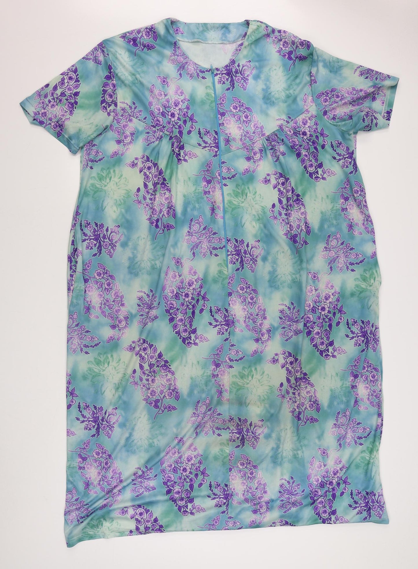 Preworn Womens Blue Floral Polyester Top Gown Size 26  Zip