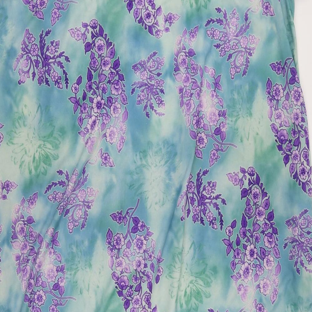 Preworn Womens Blue Floral Polyester Top Gown Size 26  Zip