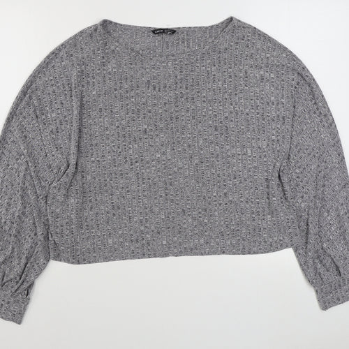 SheIn Womens Grey Boat Neck  Polyester Pullover Jumper Size XL