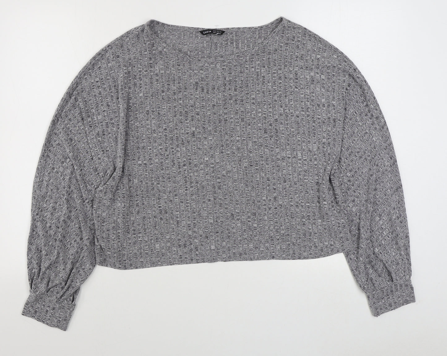SheIn Womens Grey Boat Neck  Polyester Pullover Jumper Size XL