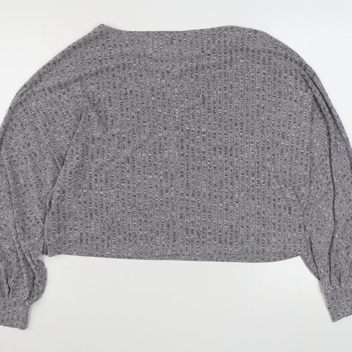 SheIn Womens Grey Boat Neck  Polyester Pullover Jumper Size XL