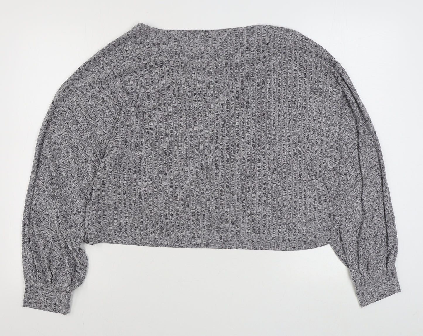 SheIn Womens Grey Boat Neck  Polyester Pullover Jumper Size XL