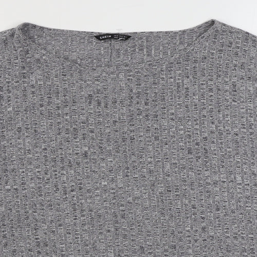 SheIn Womens Grey Boat Neck  Polyester Pullover Jumper Size XL