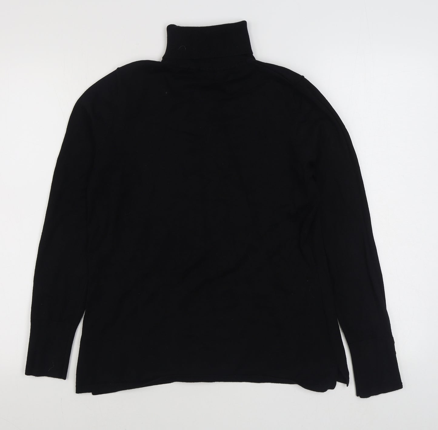 M&Co Womens Black Roll Neck  Viscose Pullover Jumper Size 14