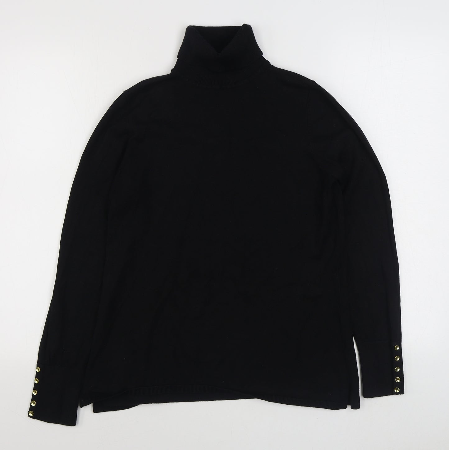 M&Co Womens Black Roll Neck  Viscose Pullover Jumper Size 14