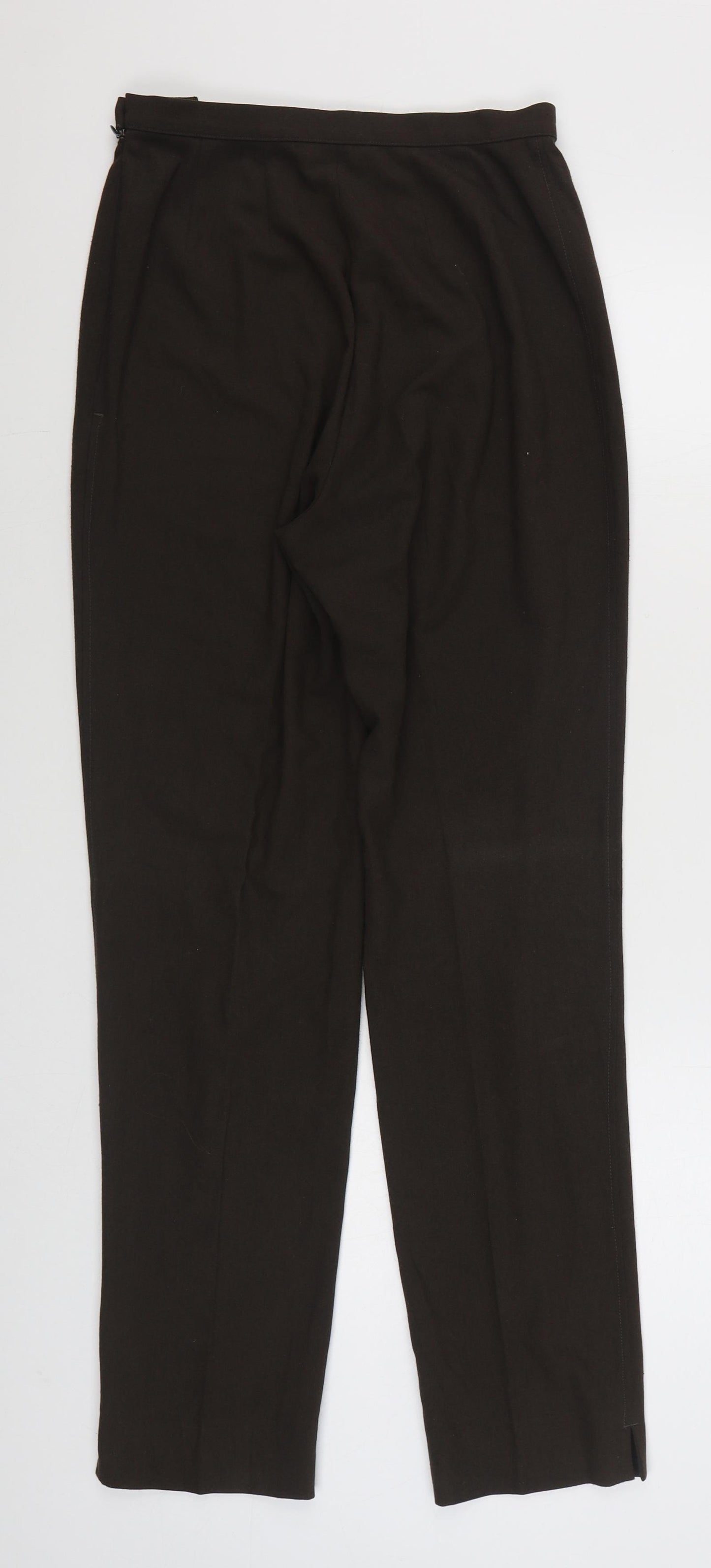Marks and Spencer Womens Brown  Polyester Trousers  Size 10 L32 in Regular Zip