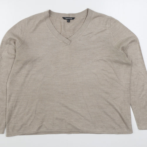 Bonmarché Womens Beige V-Neck  Acrylic Pullover Jumper Size 20