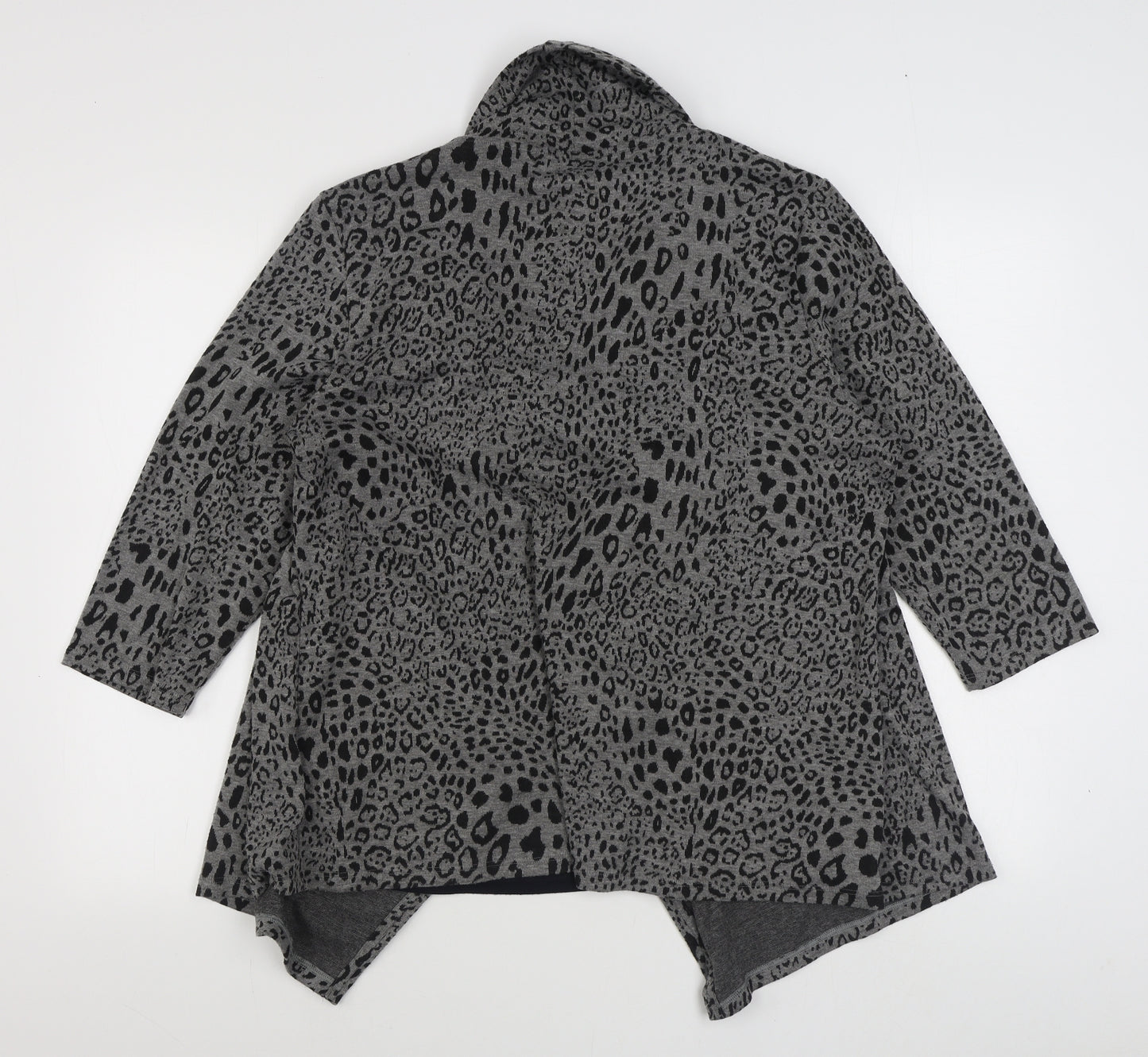 Marks and Spencer Womens Grey Cowl Neck Animal Print Polyester Pullover Jumper Size 20