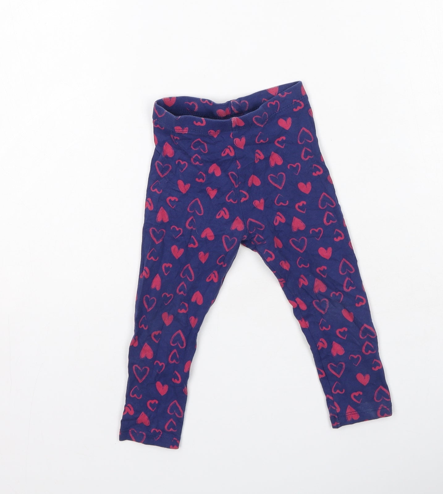 F&F Girls Purple  Cotton Jogger Leggings Size 18-24 Months   - Heart Print