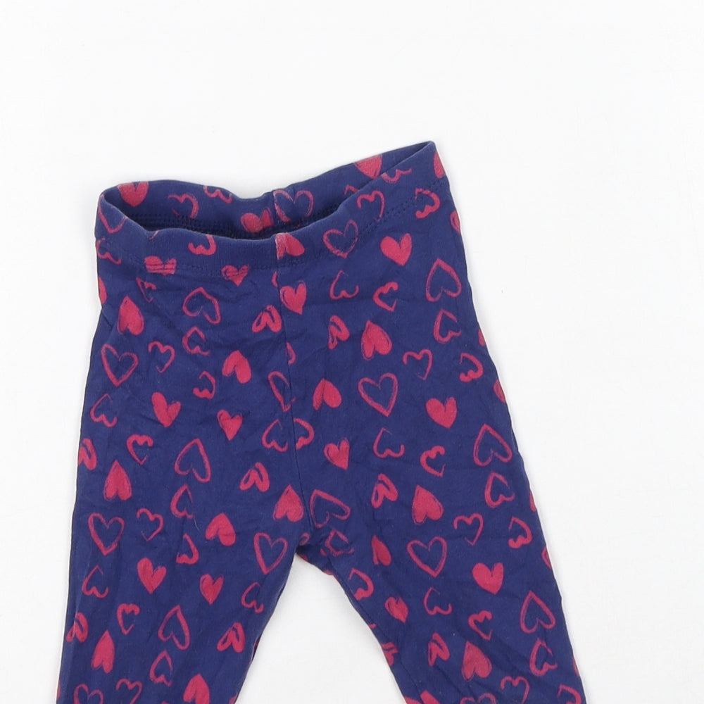 F&F Girls Purple  Cotton Jogger Leggings Size 18-24 Months   - Heart Print
