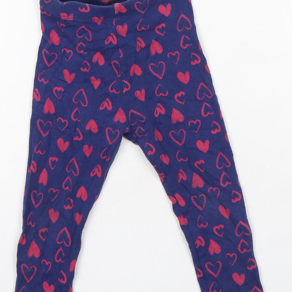 F&F Girls Purple  Cotton Jogger Leggings Size 18-24 Months   - Heart Print