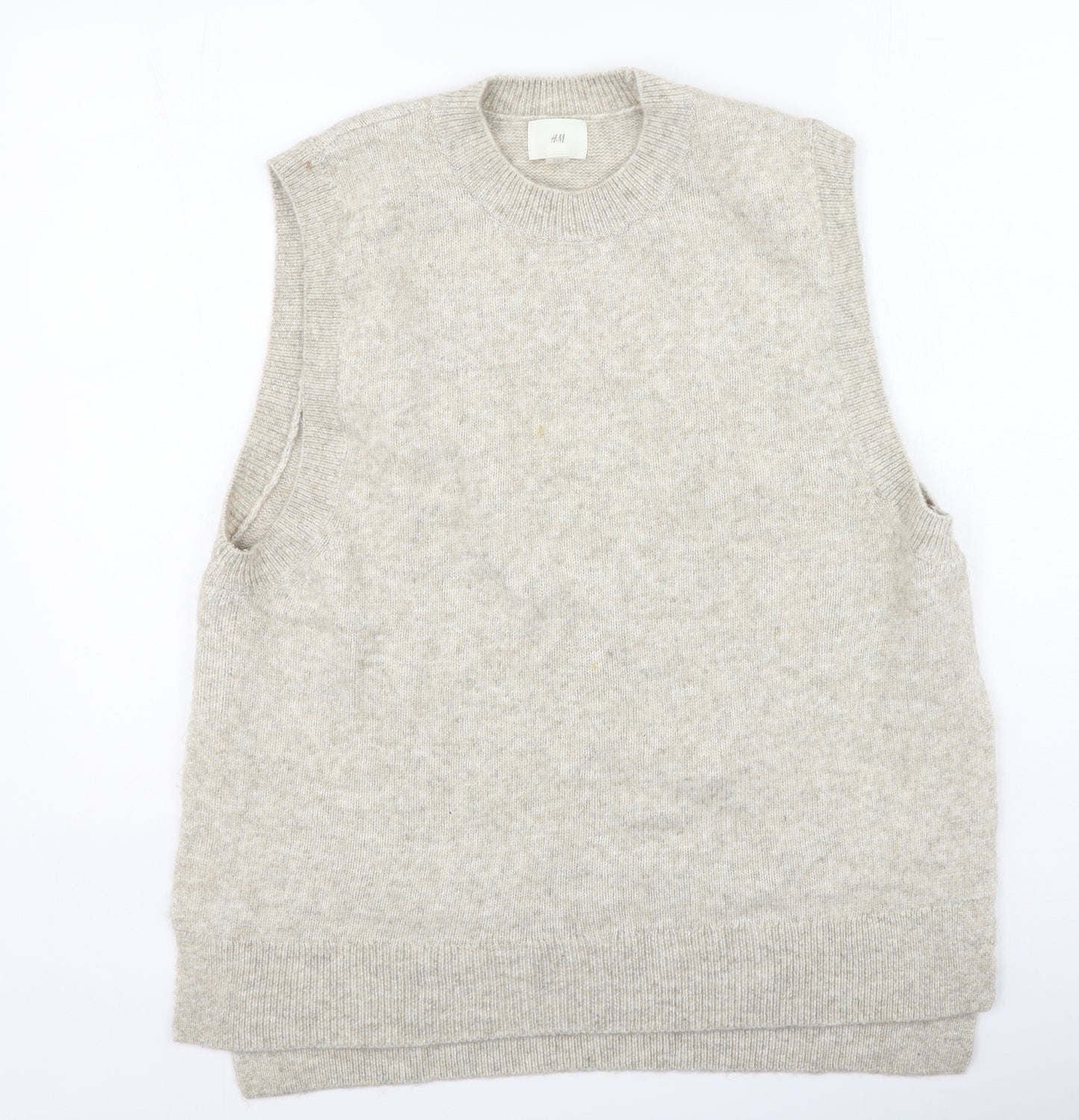 H&M Womens Beige V-Neck  Acrylic Pullover Jumper Size S