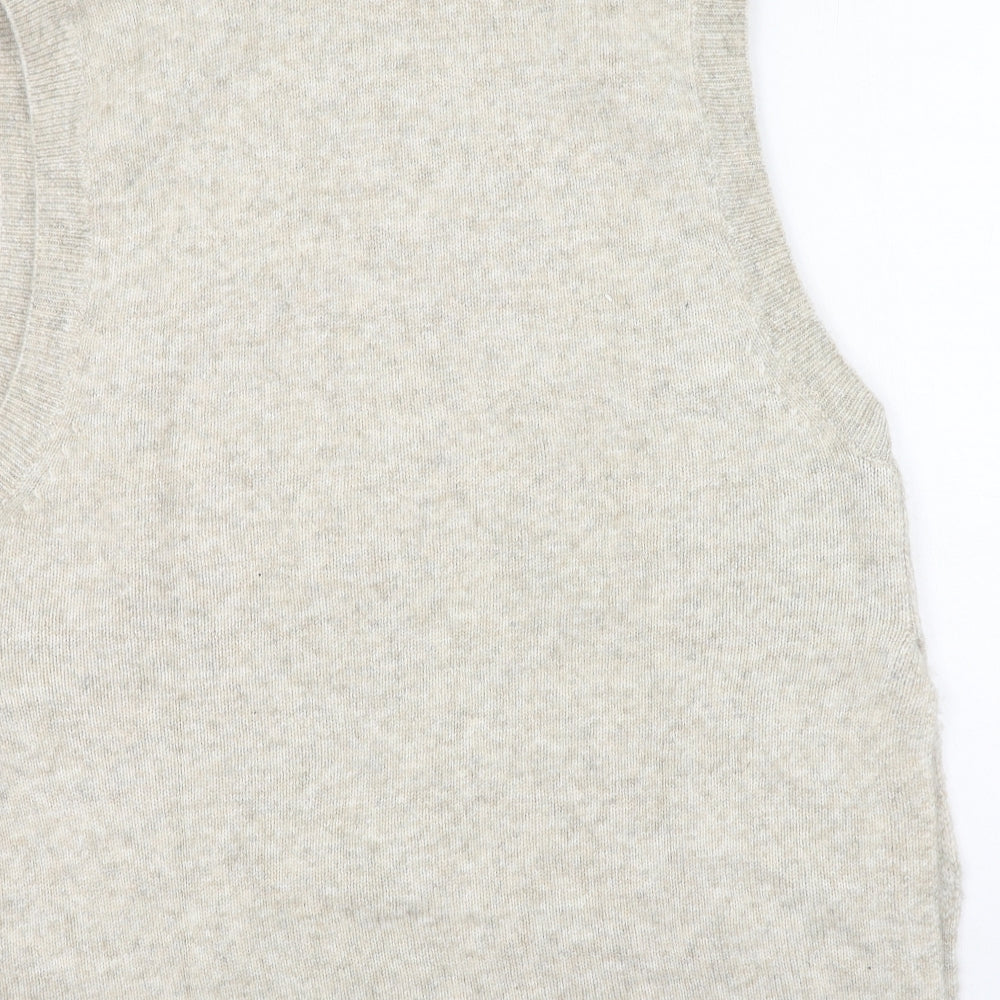H&M Womens Beige V-Neck  Acrylic Pullover Jumper Size S