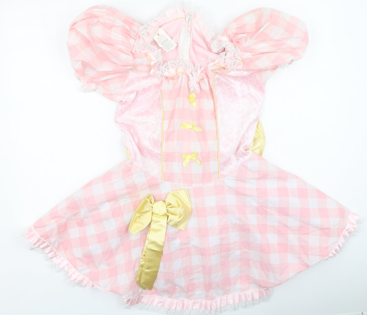 rubies Girls Pink Plaid Polyester Ball Gown  Size M  Square Neck