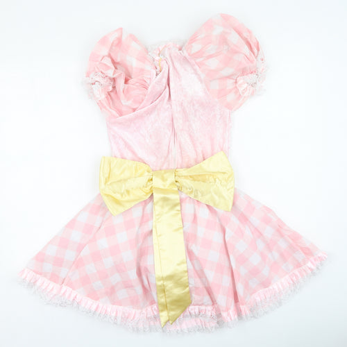 rubies Girls Pink Plaid Polyester Ball Gown  Size M  Square Neck