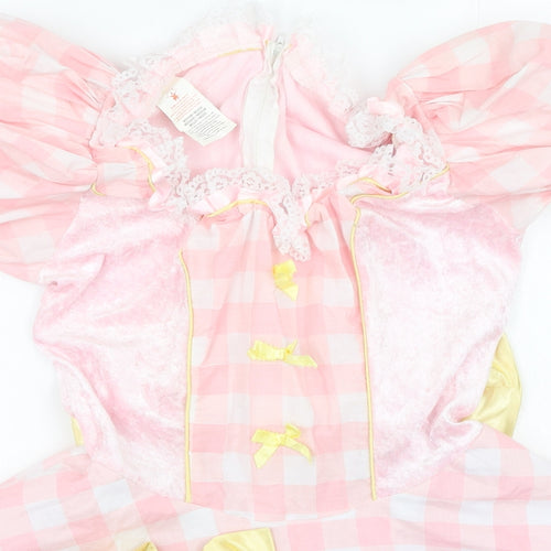 rubies Girls Pink Plaid Polyester Ball Gown  Size M  Square Neck