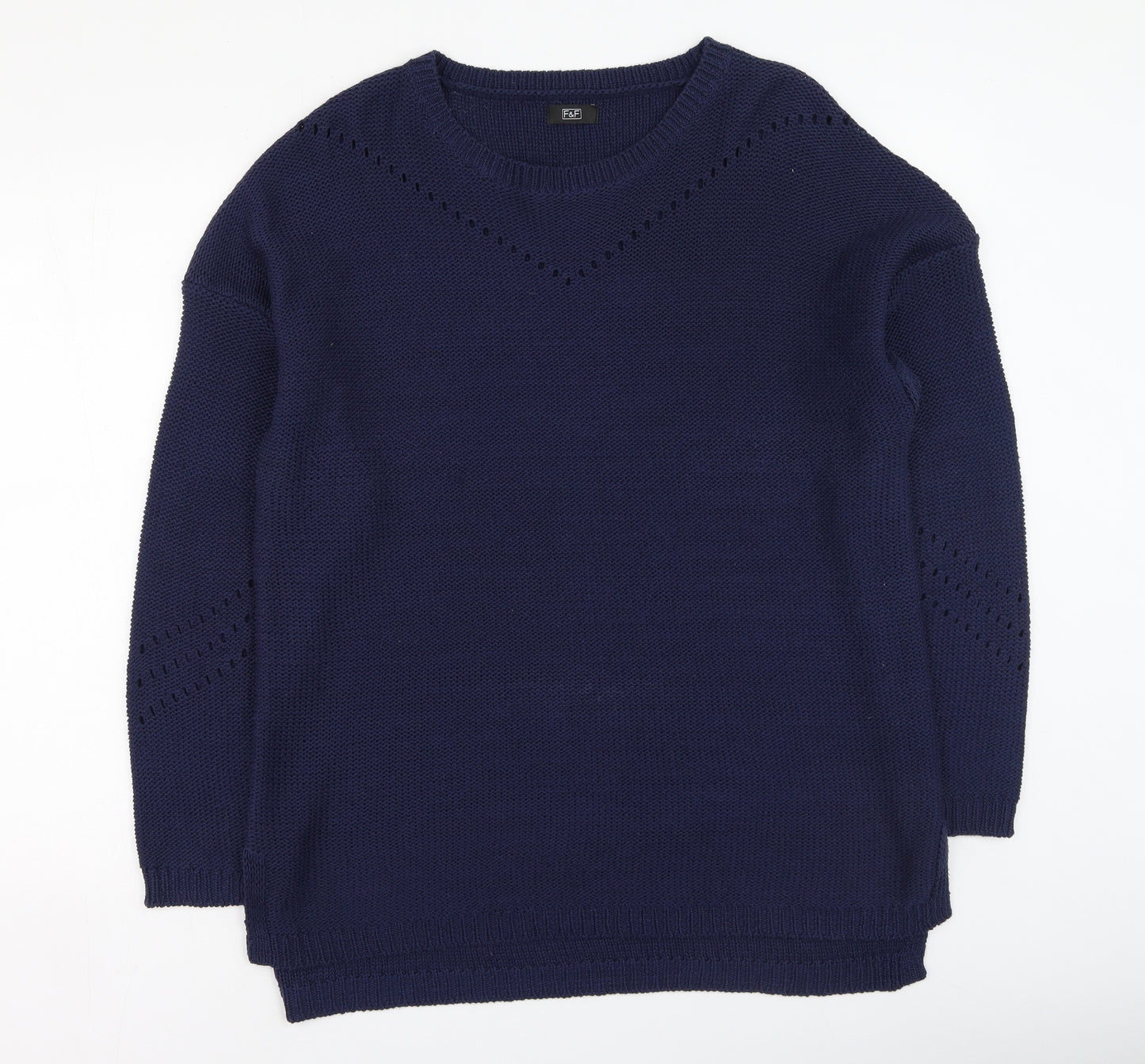 F&F Mens Blue Round Neck  Acrylic Pullover Jumper Size XL