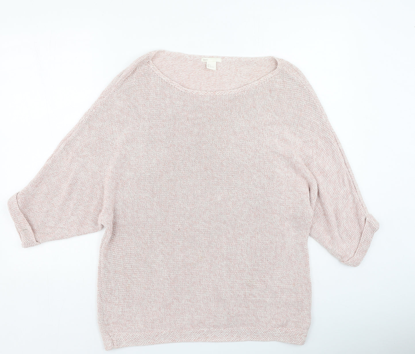 H&M Womens Beige Round Neck  Cotton Pullover Jumper Size L