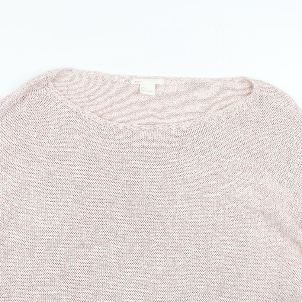 H&M Womens Beige Round Neck  Cotton Pullover Jumper Size L