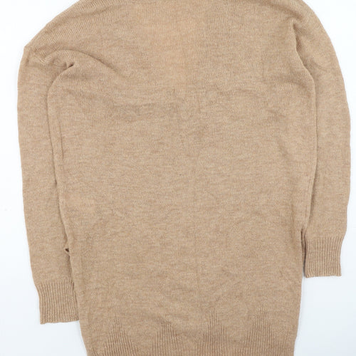 NEXT Womens Brown V-Neck  Nylon Pullover Jumper Size S