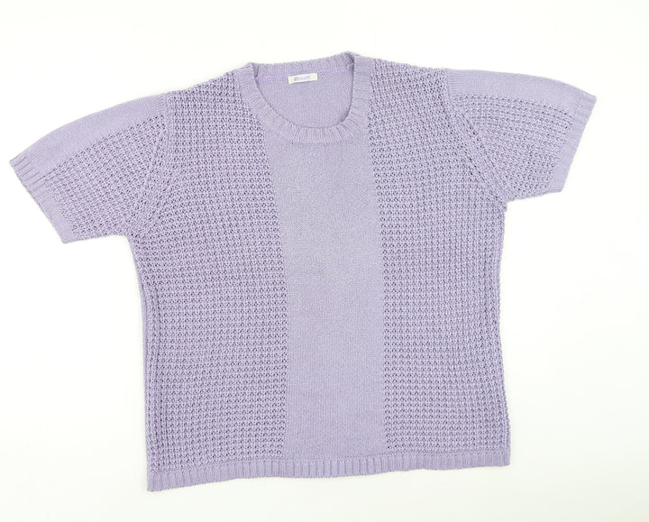 Damart Womens Purple Round Neck Acrylic Pullover Jumper Size M