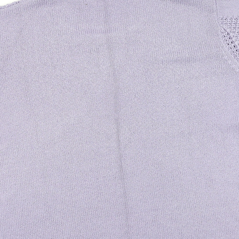 Damart Womens Purple Round Neck  Acrylic Pullover Jumper Size M