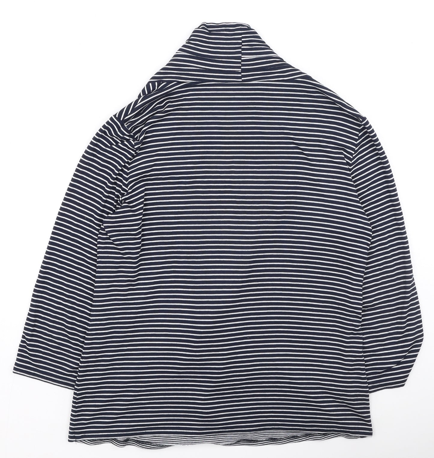 cc Womens Beige Striped Viscose Basic Blouse Size M Round Neck