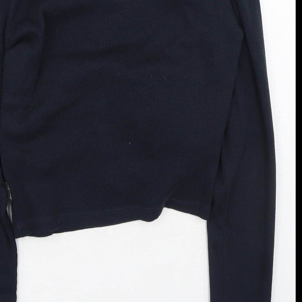 Superdry Womens Blue  Cotton Basic Blouse Size 14 Round Neck