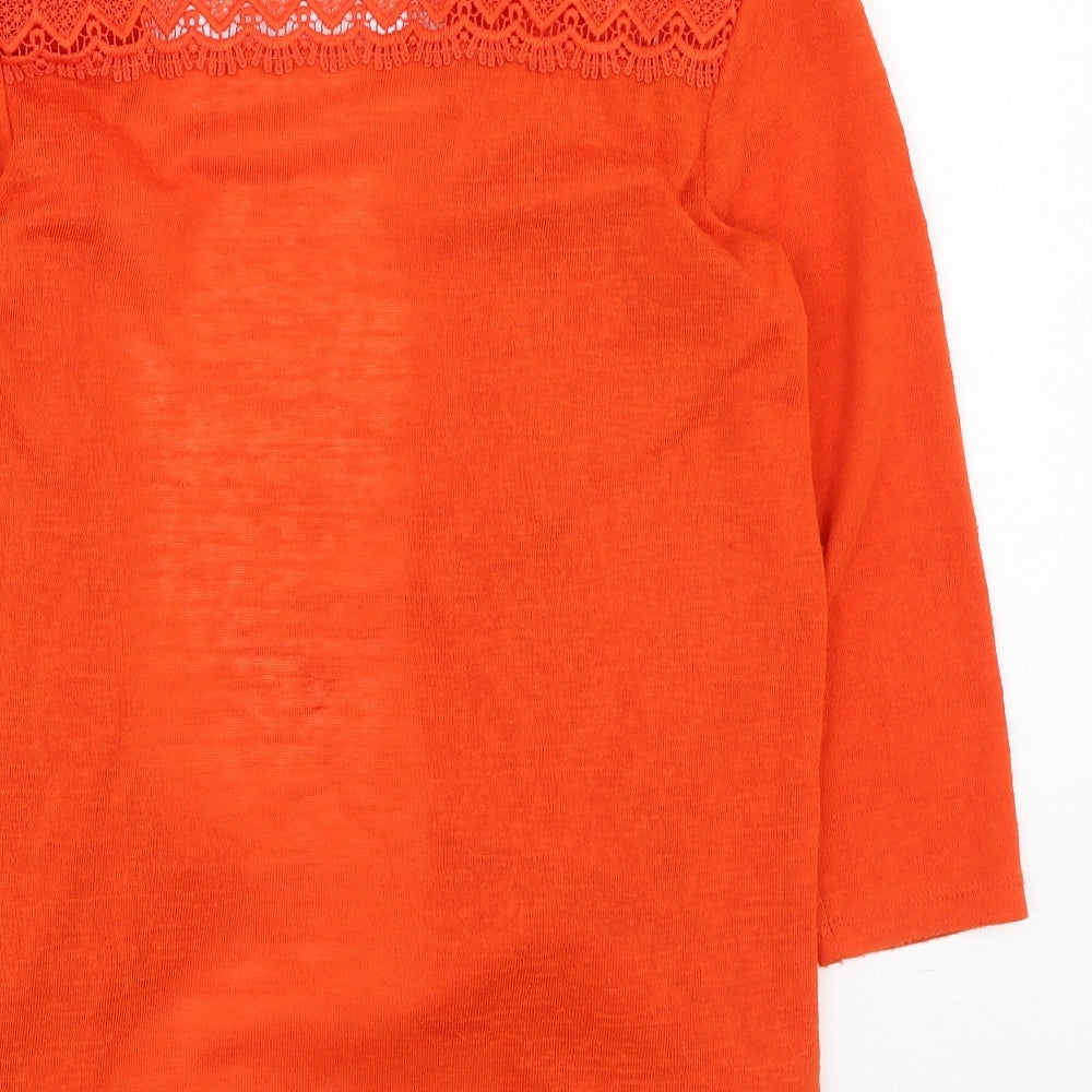 George  Womens Orange V-Neck  Polyester Cardigan Jumper Size S