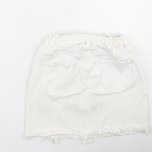 Denim & Co. Girls Ivory  Cotton Mini Skirt Size 11-12 Years  Regular