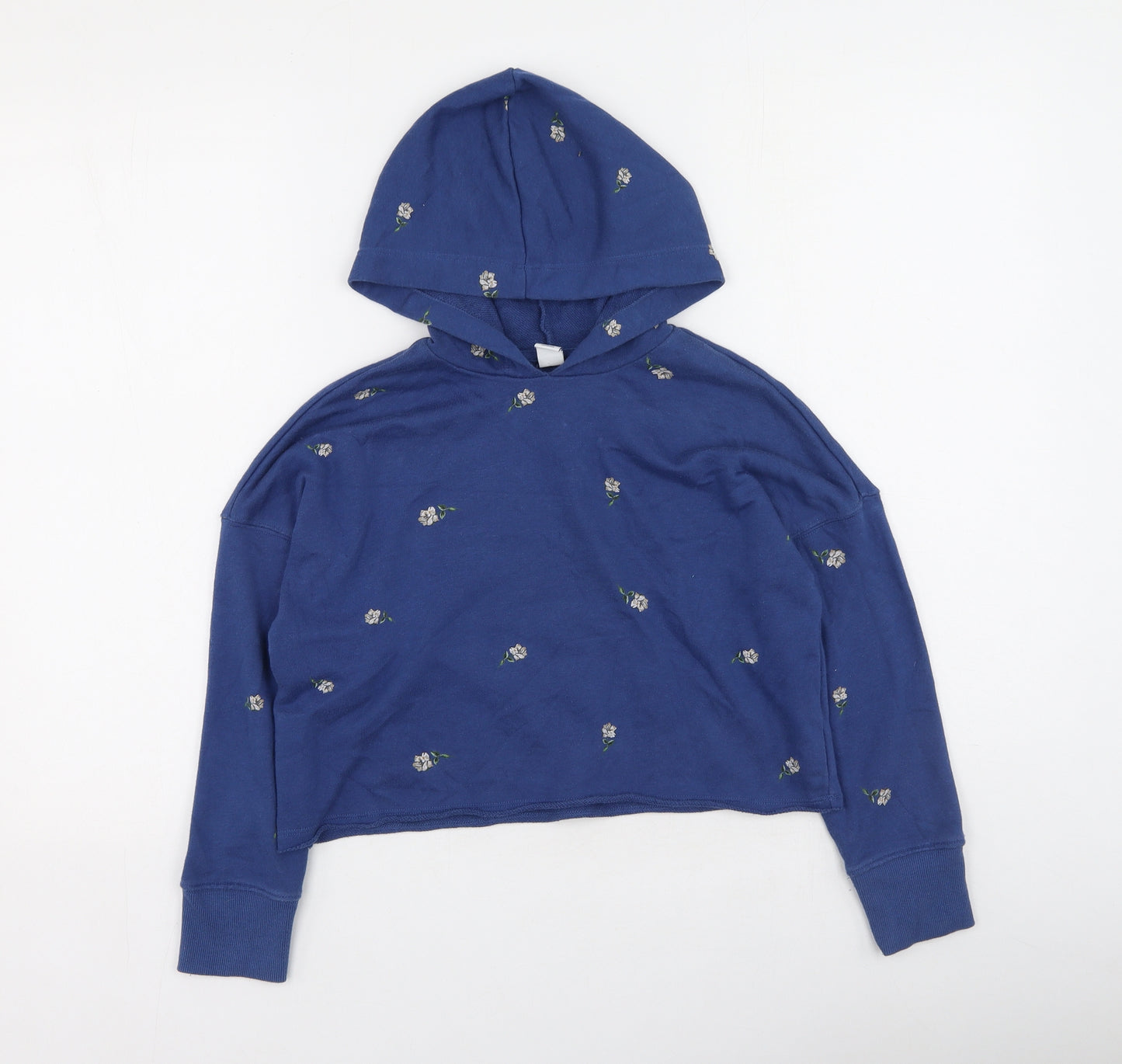 Old Navy Womens Blue Floral Cotton Pullover Hoodie Size M