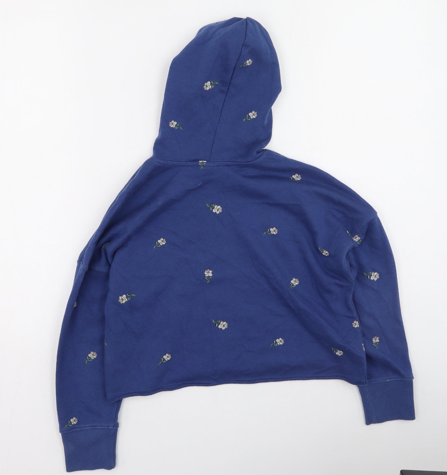 Old Navy Womens Blue Floral Cotton Pullover Hoodie Size M